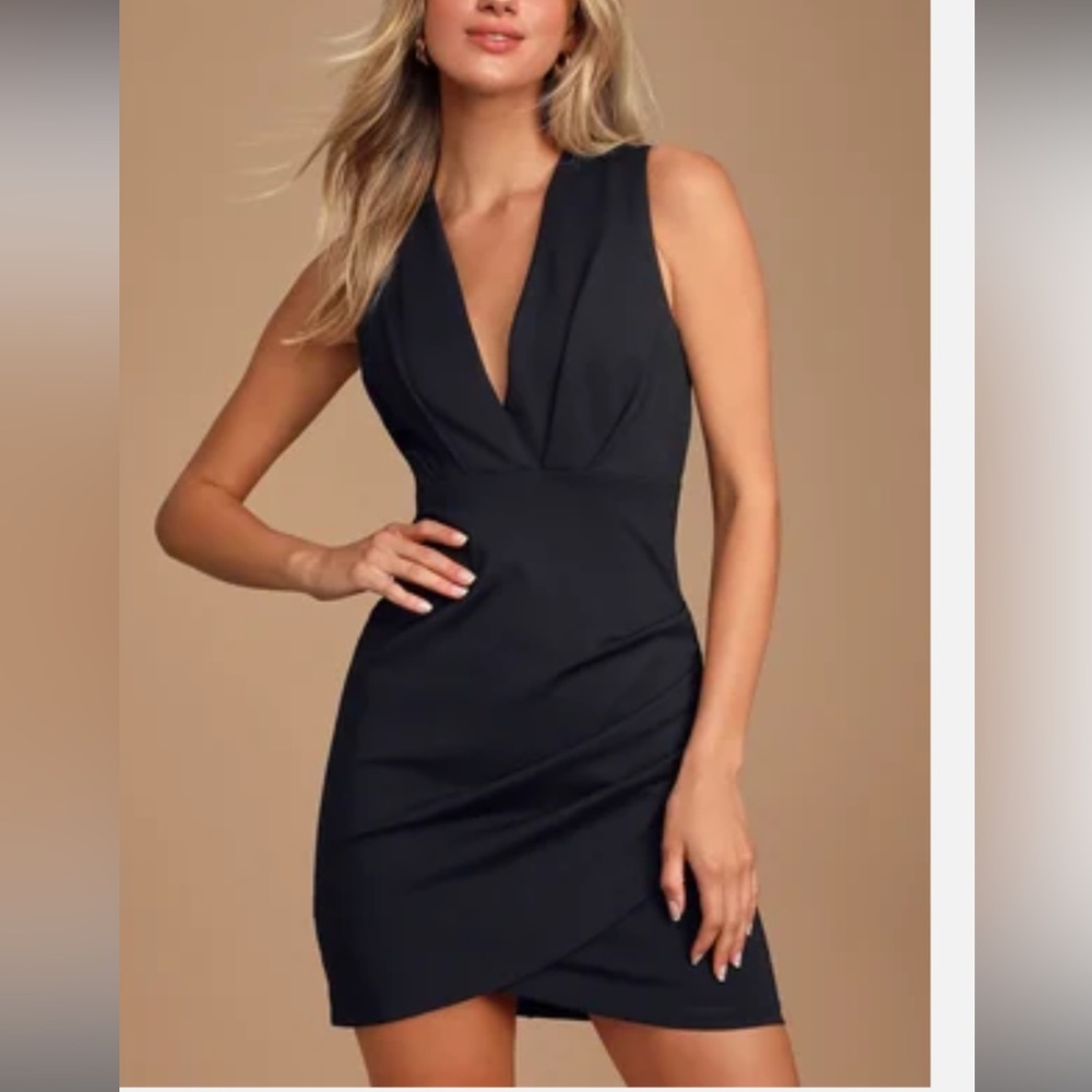 Lulus cocktail hour black wrap dress